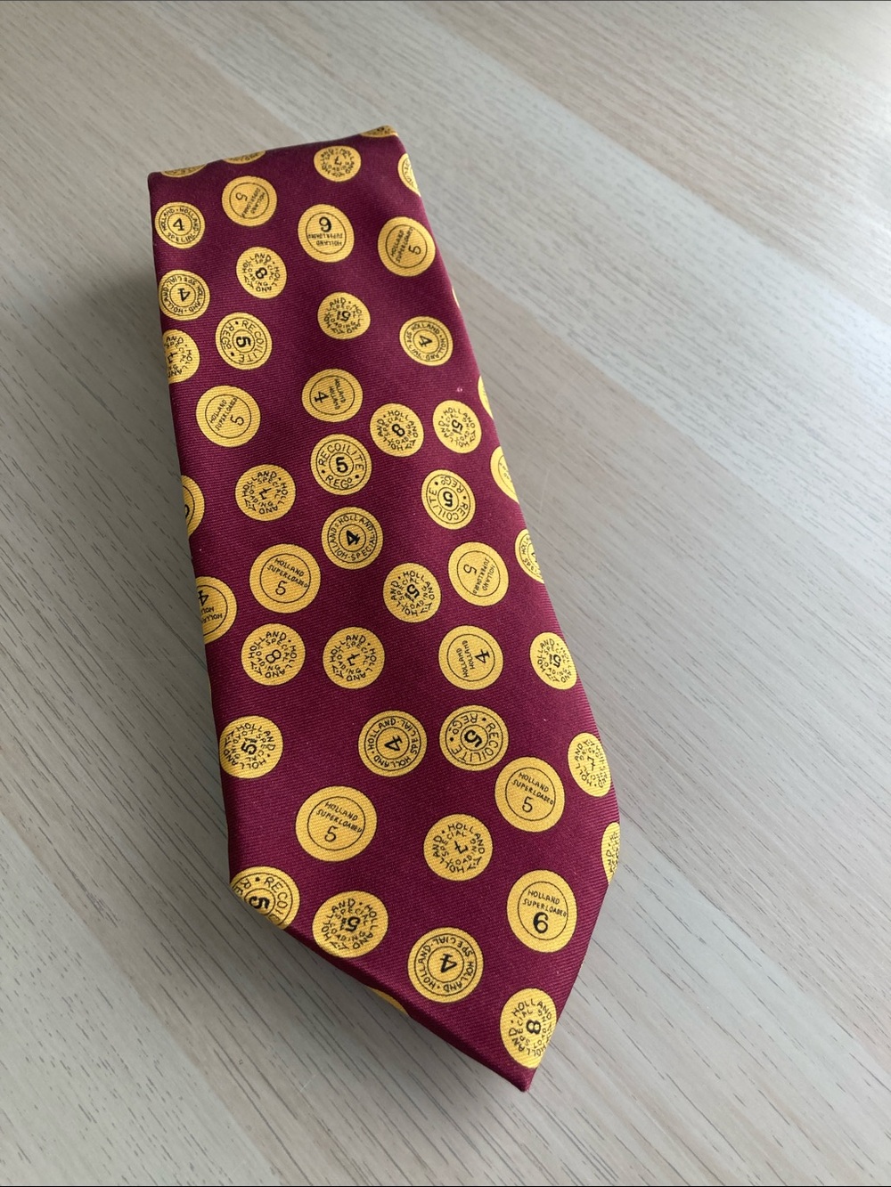 Holland & Holland London CLARET 36OZ CARTRIDGE CAP SILK TIE Handmade
